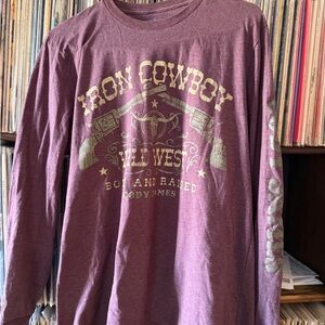 Iron Cowboy Wild West Long Sleeve Tee - Maroon